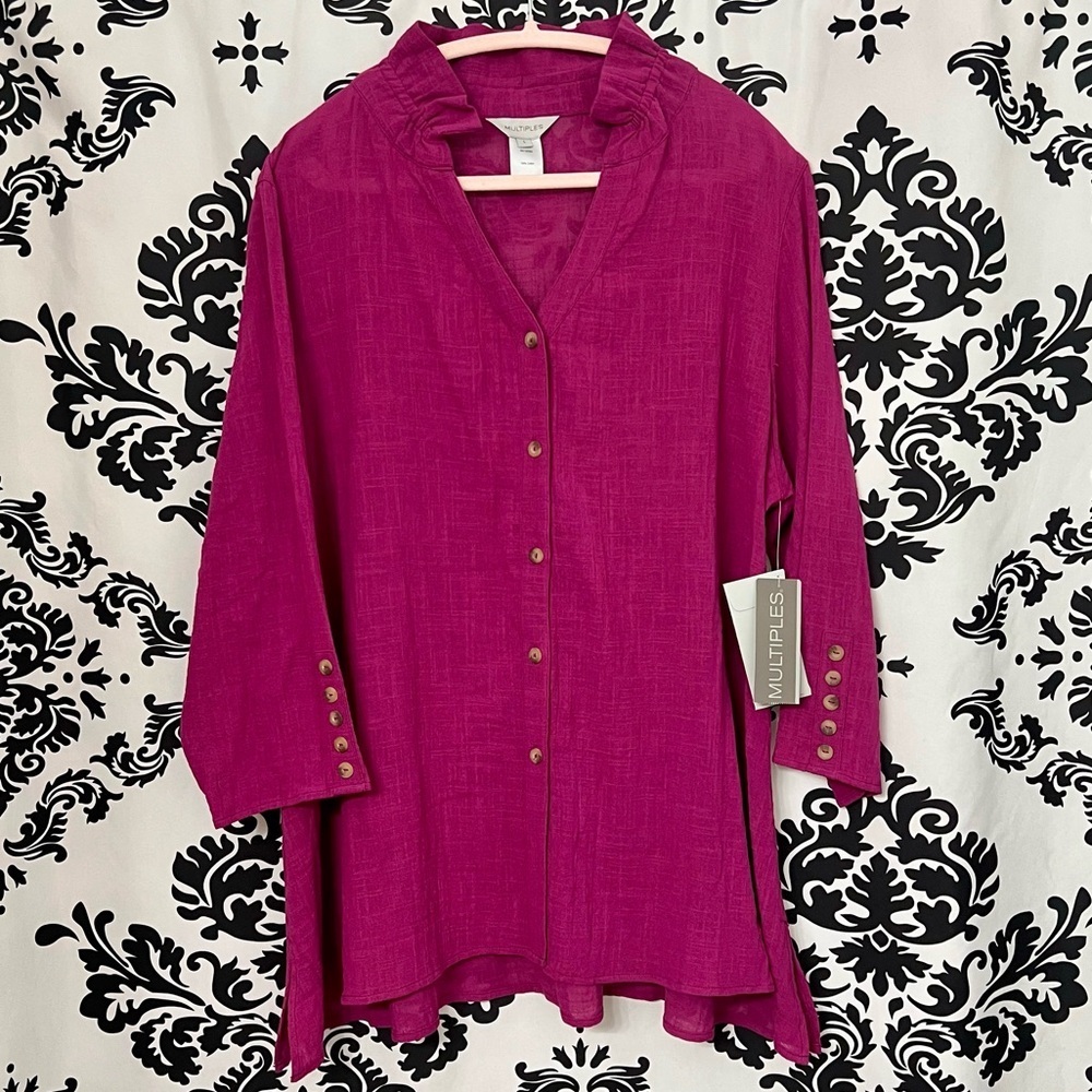 Multiples Fuchsia Button-Down Shirt NWT